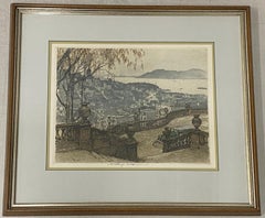 Luigi Kasimir Estate Signed "SF Bay From Coit Tower" Etching c.1930s/1960s