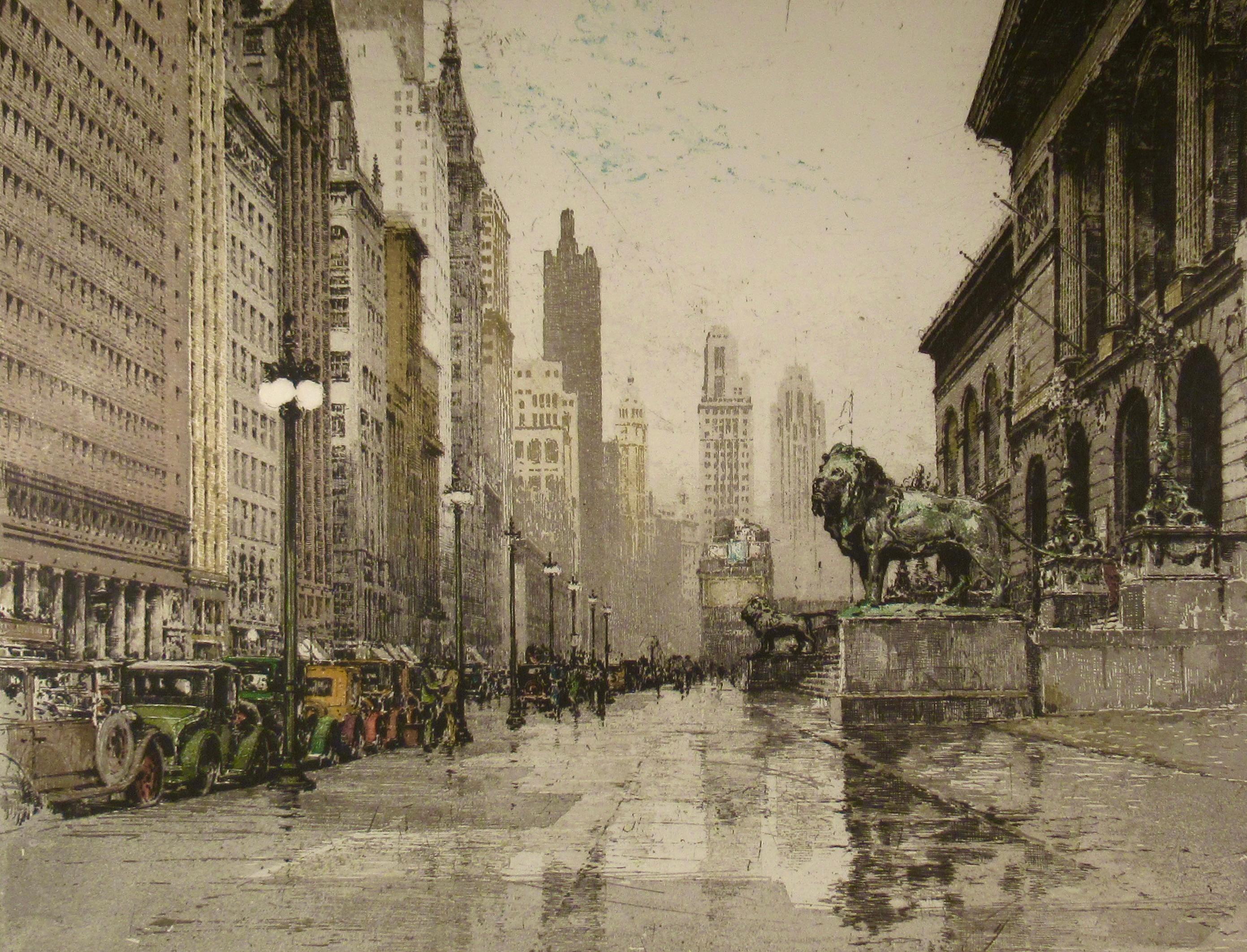 Michigan Avenue, Chicago. - Print di Luigi Kasimir