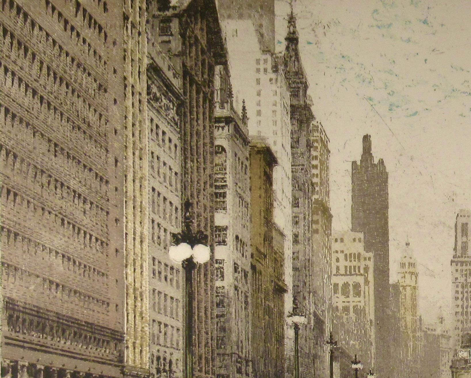 Michigan Avenue, Chicago. - Figurative Print Beige di Luigi Kasimir