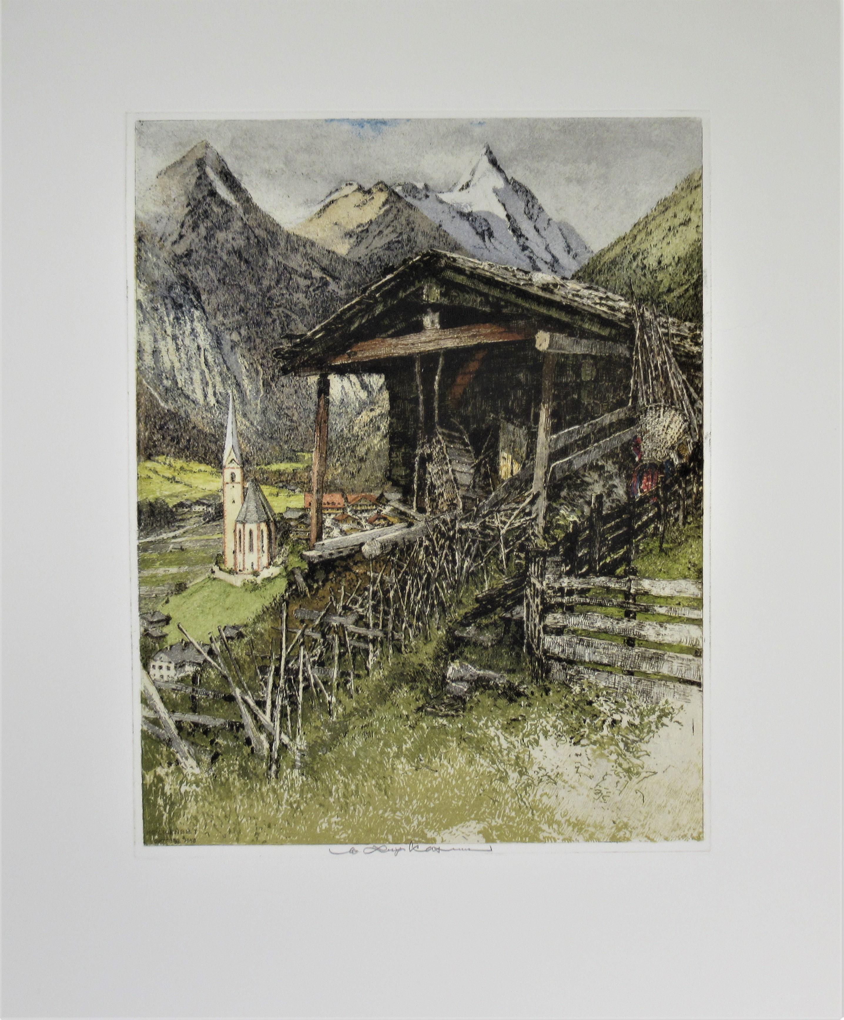 Luigi Kasimir Figurative Print - Mount Grosslockner, Austria