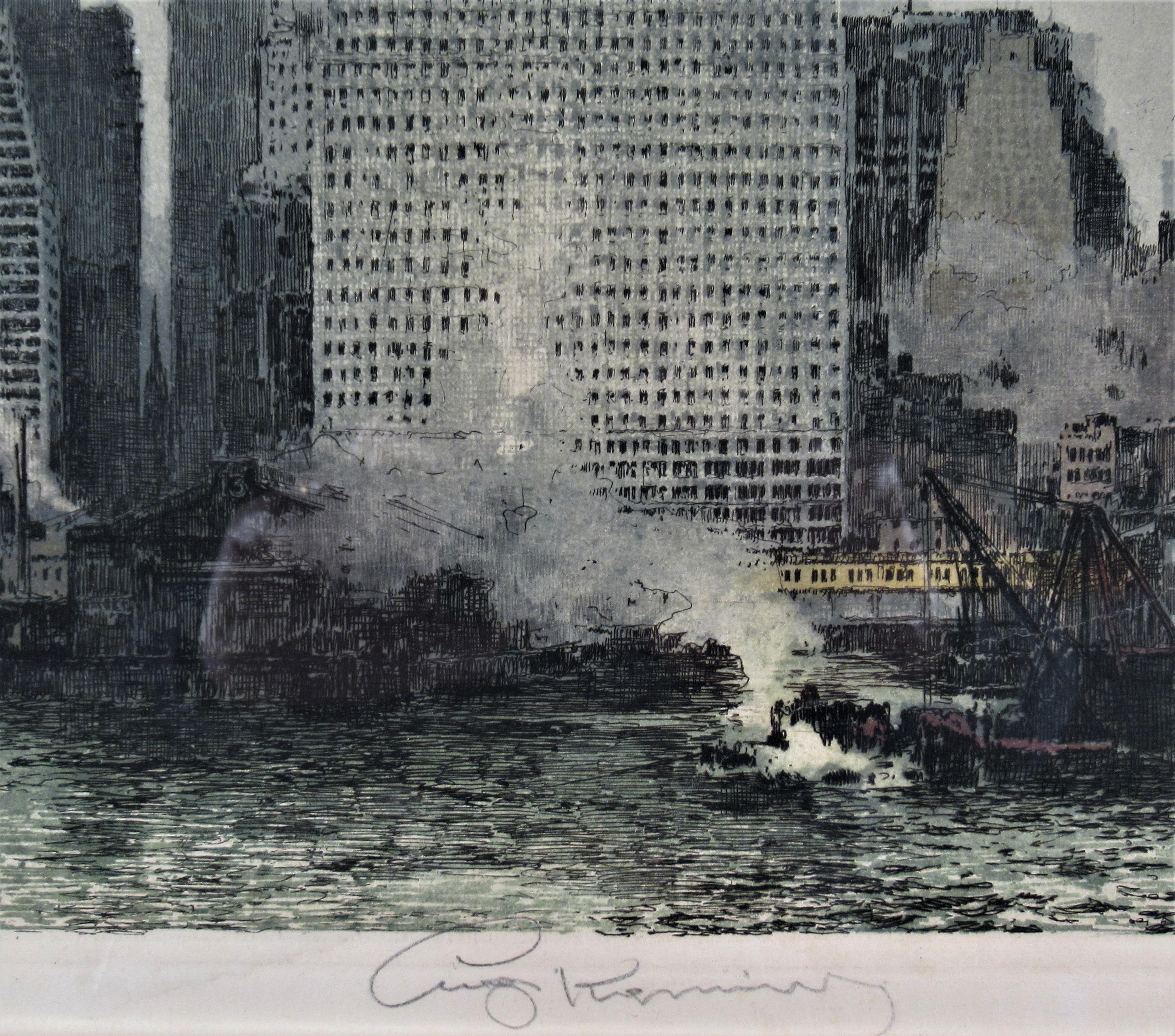 New York, Fog and Mist - Realist Print by Luigi Kasimir