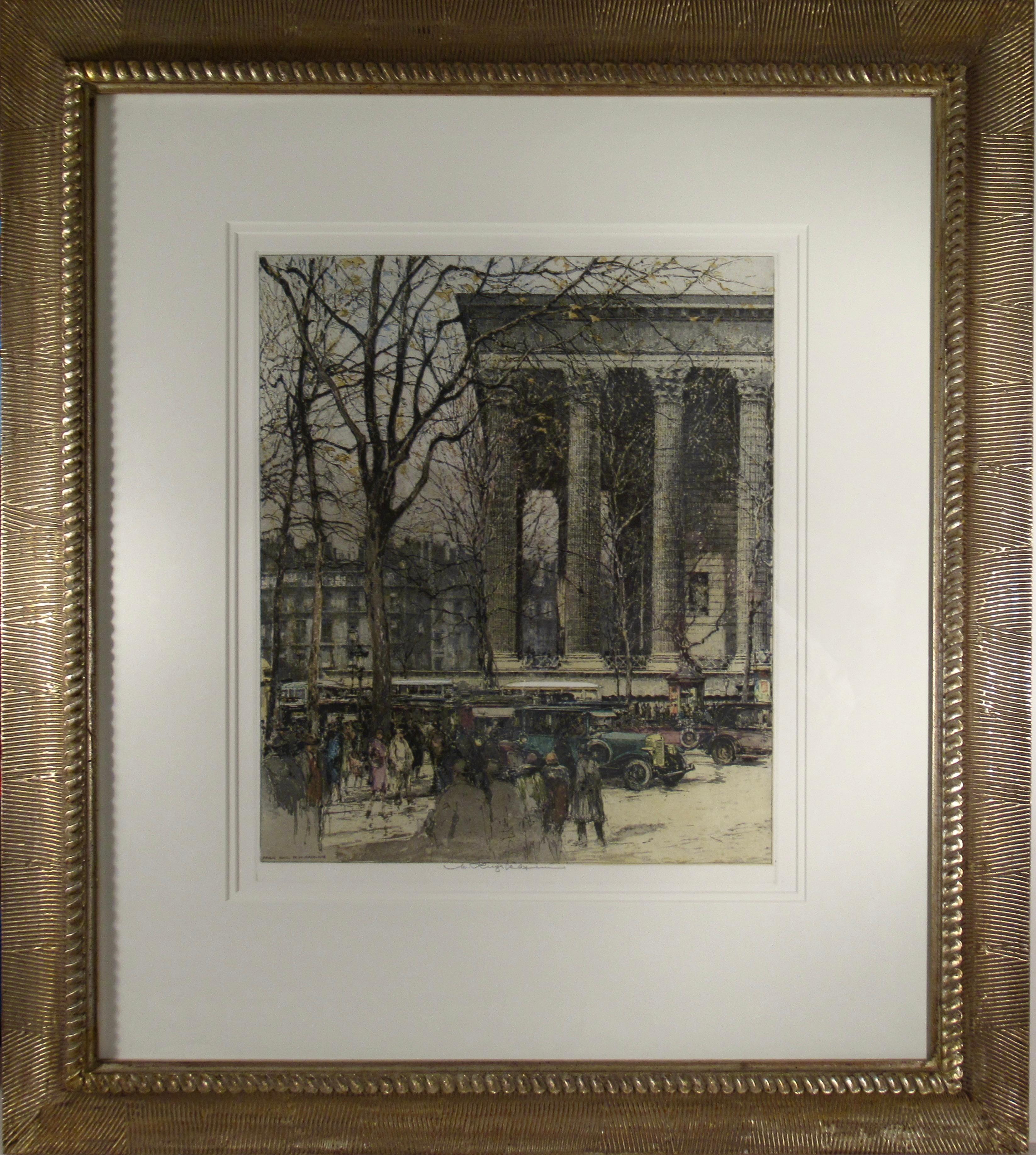 Luigi Kasimir Figurative Print – Paris, Boulevard de la Madeleine