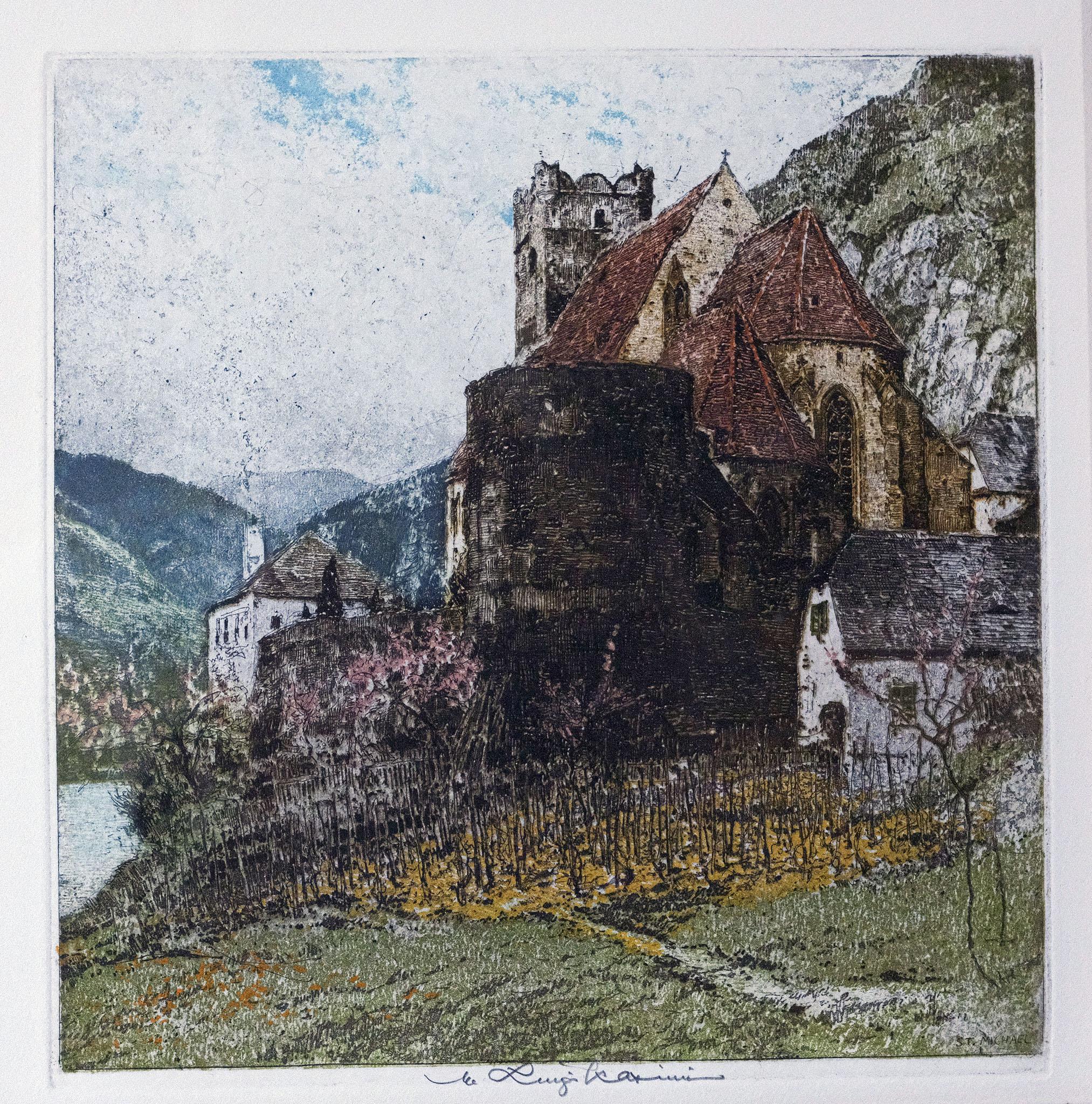Chiesa di "San Michele sul Danubio" in Austria Townes medievale Paesaggio delle Alpi