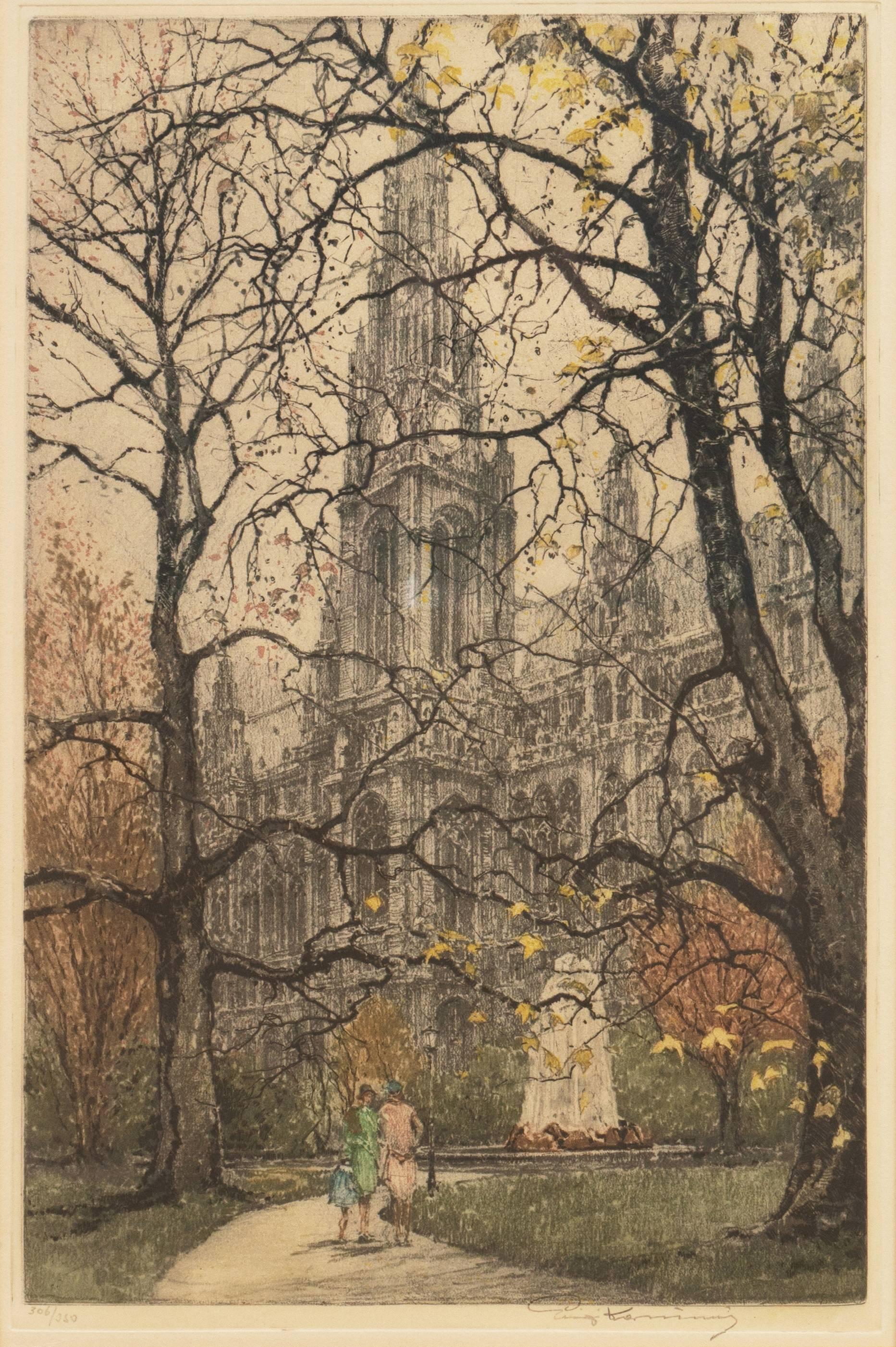 'St. Stephen's Cathedral, Vienna', color etching pioneer, Metropolitan Museum - Print by Luigi Kasimir