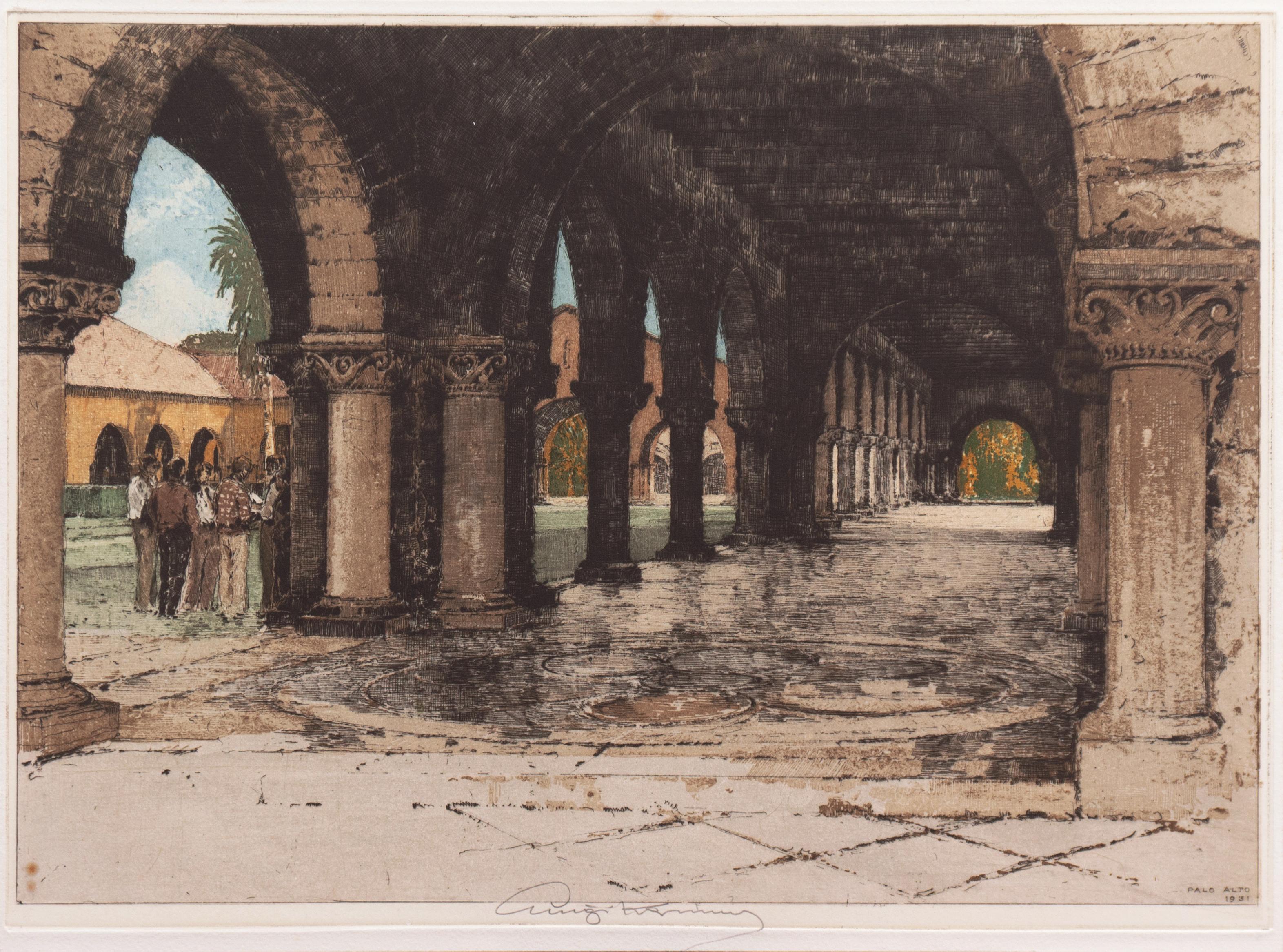 'Stanford University, the Quad', Palo Alto, Vienna Academy, Metropolitan Museum - Print by Luigi Kasimir