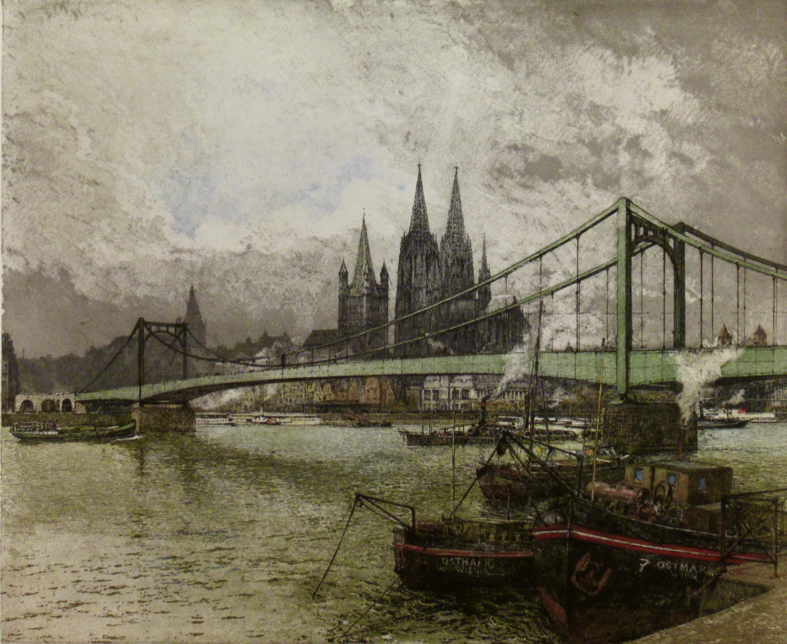 Koln and the St Martin Church, Germany - Realist Print by Luigi Kasimir