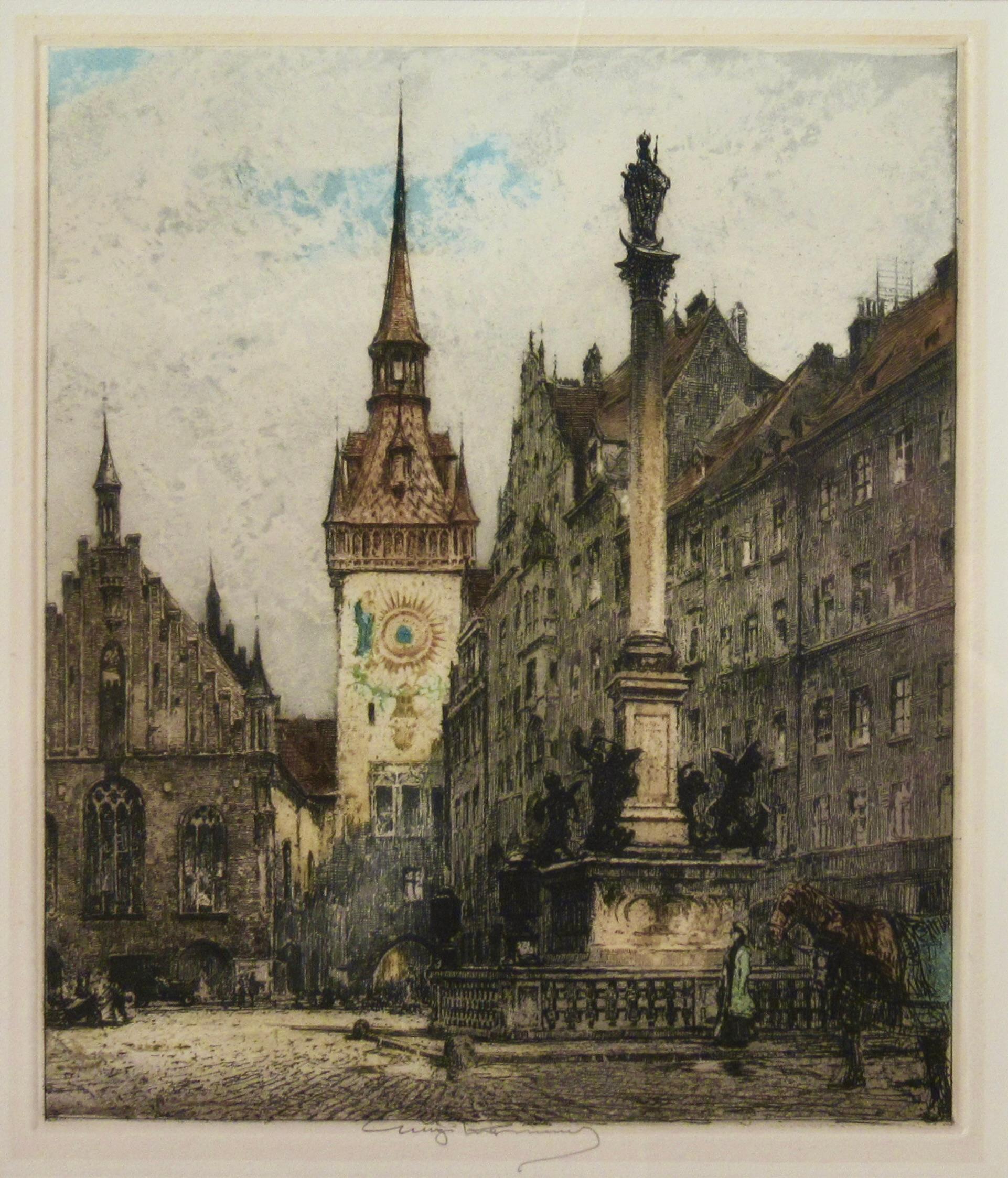 The Old City Hall, Munich, Germany - Print by Luigi Kasimir