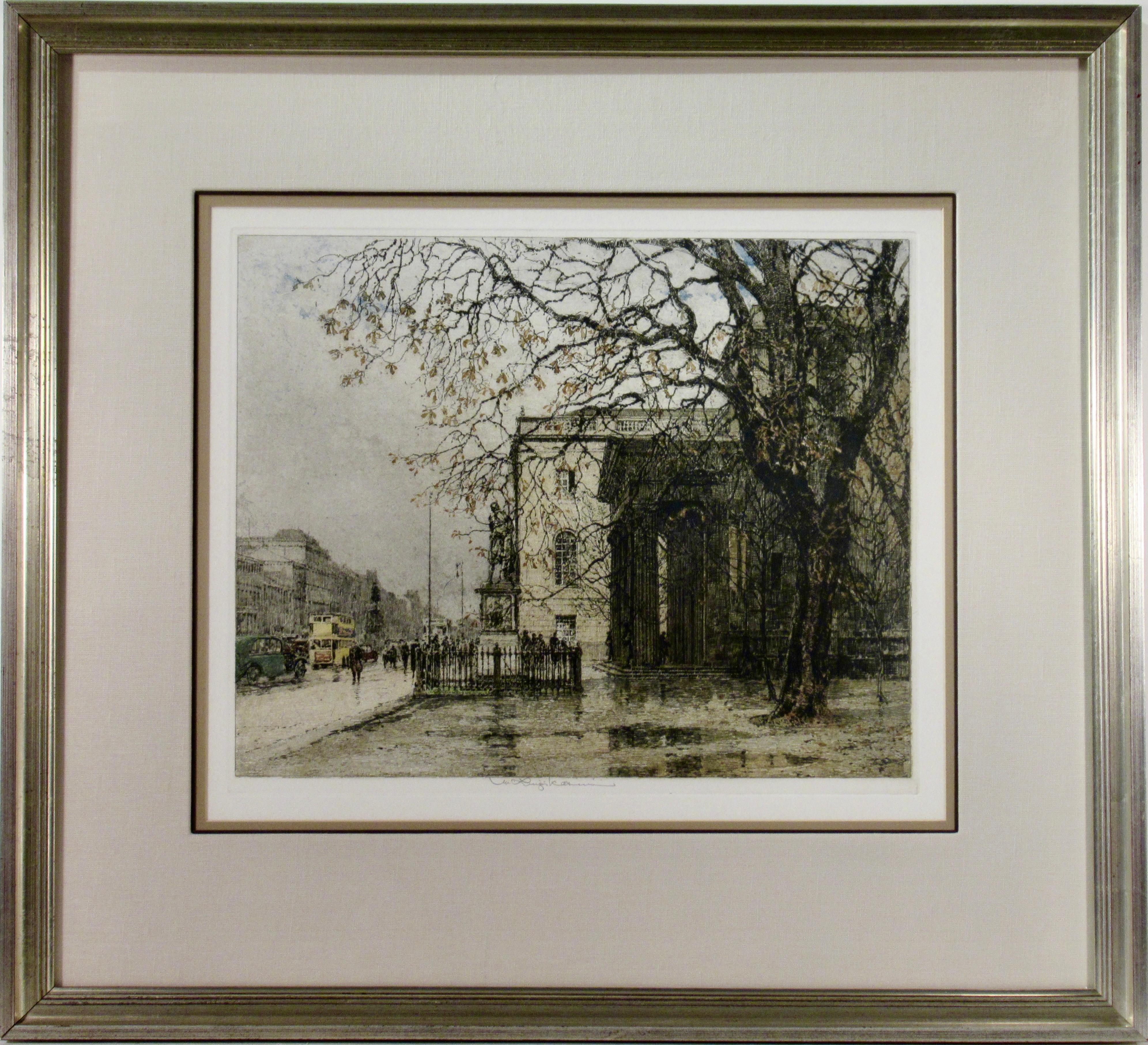 Luigi Kasimir Figurative Print - Unter Den Linden Street, Berlin, Germany