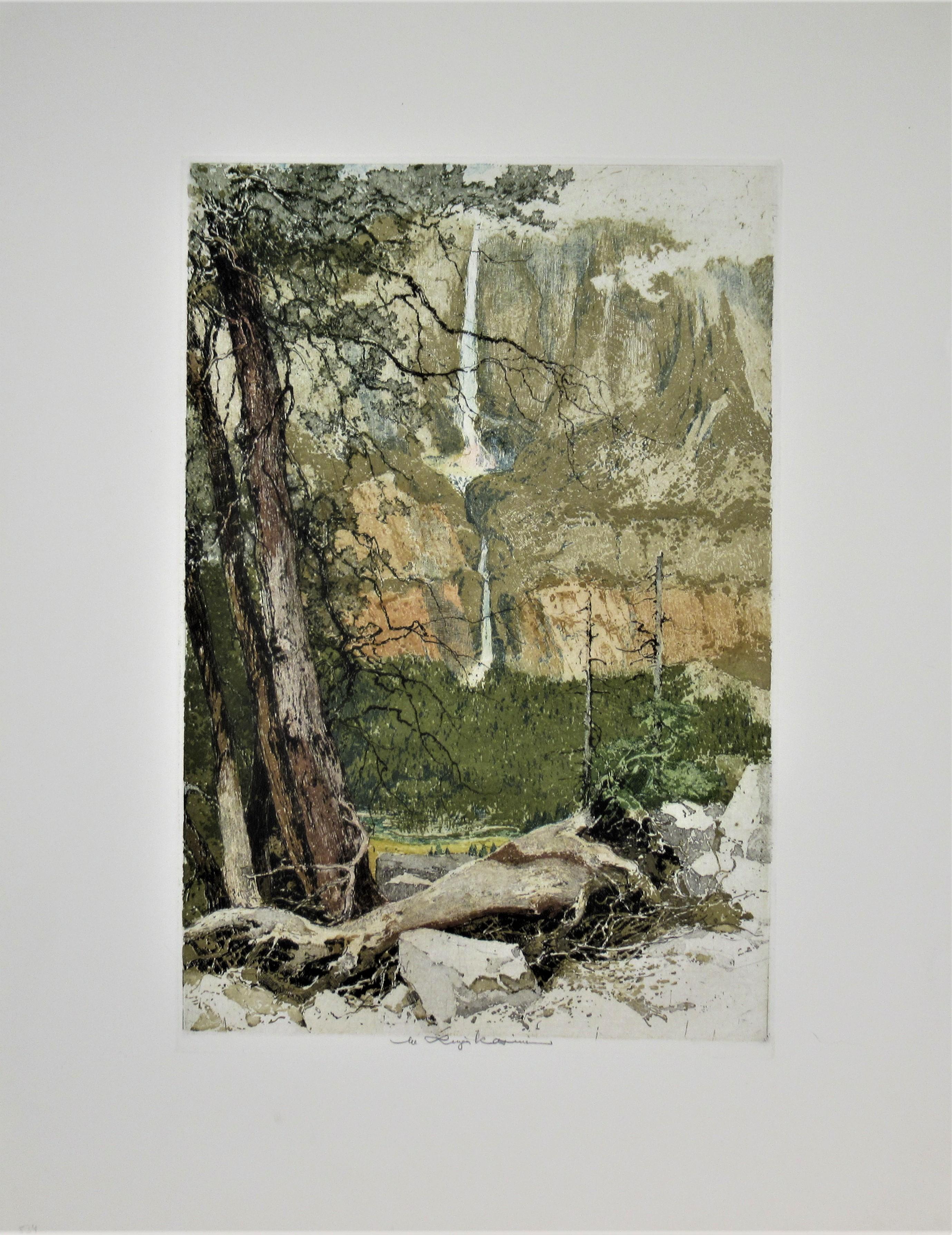 Luigi Kasimir Figurative Print - Yosemite Falls, California
