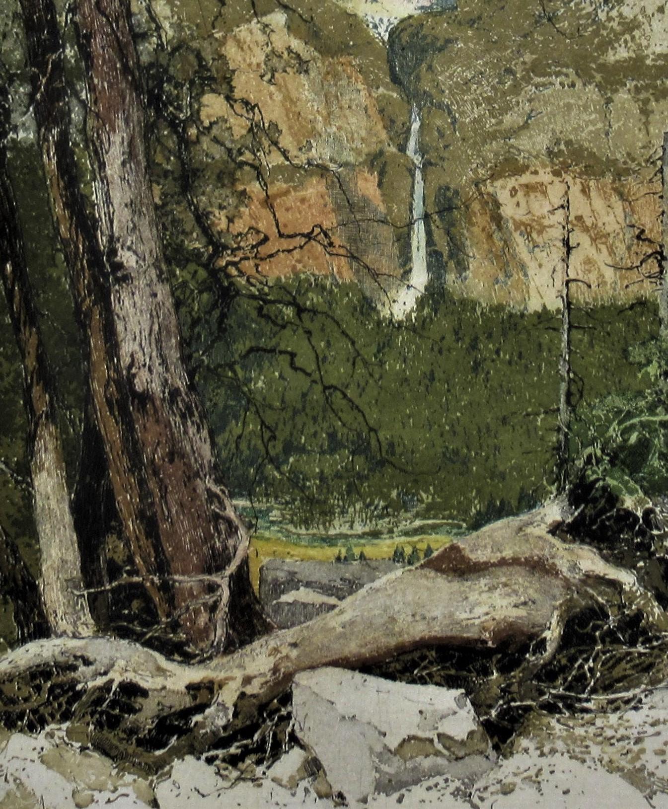 Yosemite Falls, California - Black Figurative Print by Luigi Kasimir