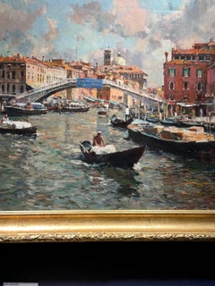 20th century Venetian view of the Grand Canal, by the bridge Ponte degli Scalzi