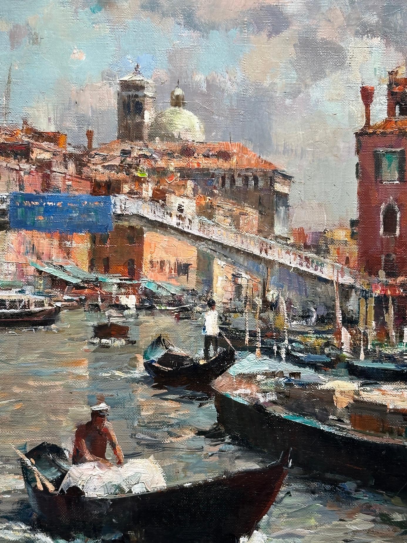 Vue vénitienne du 20e siècle du Grand Canal, par le pont Ponte degli Scalzi en vente 4