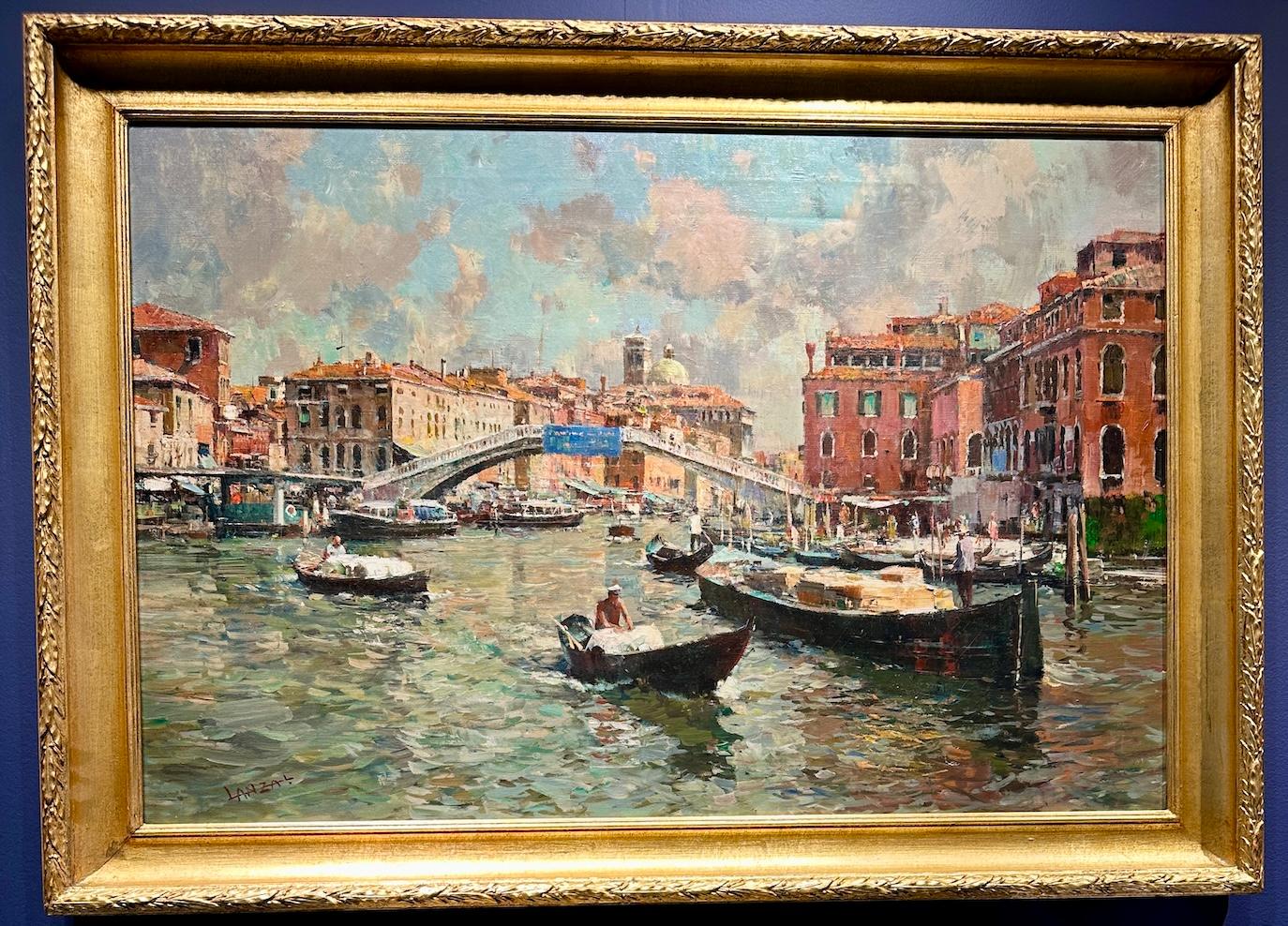 20th century Venetian view of the Grand Canal, by the bridge Ponte degli Scalzi