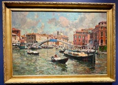Vue vénitienne du 20e siècle du Grand Canal, par le pont Ponte degli Scalzi