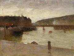 Coin de Port - Signed Impressionist Landscape Oil on Canvas by Luigi Loir