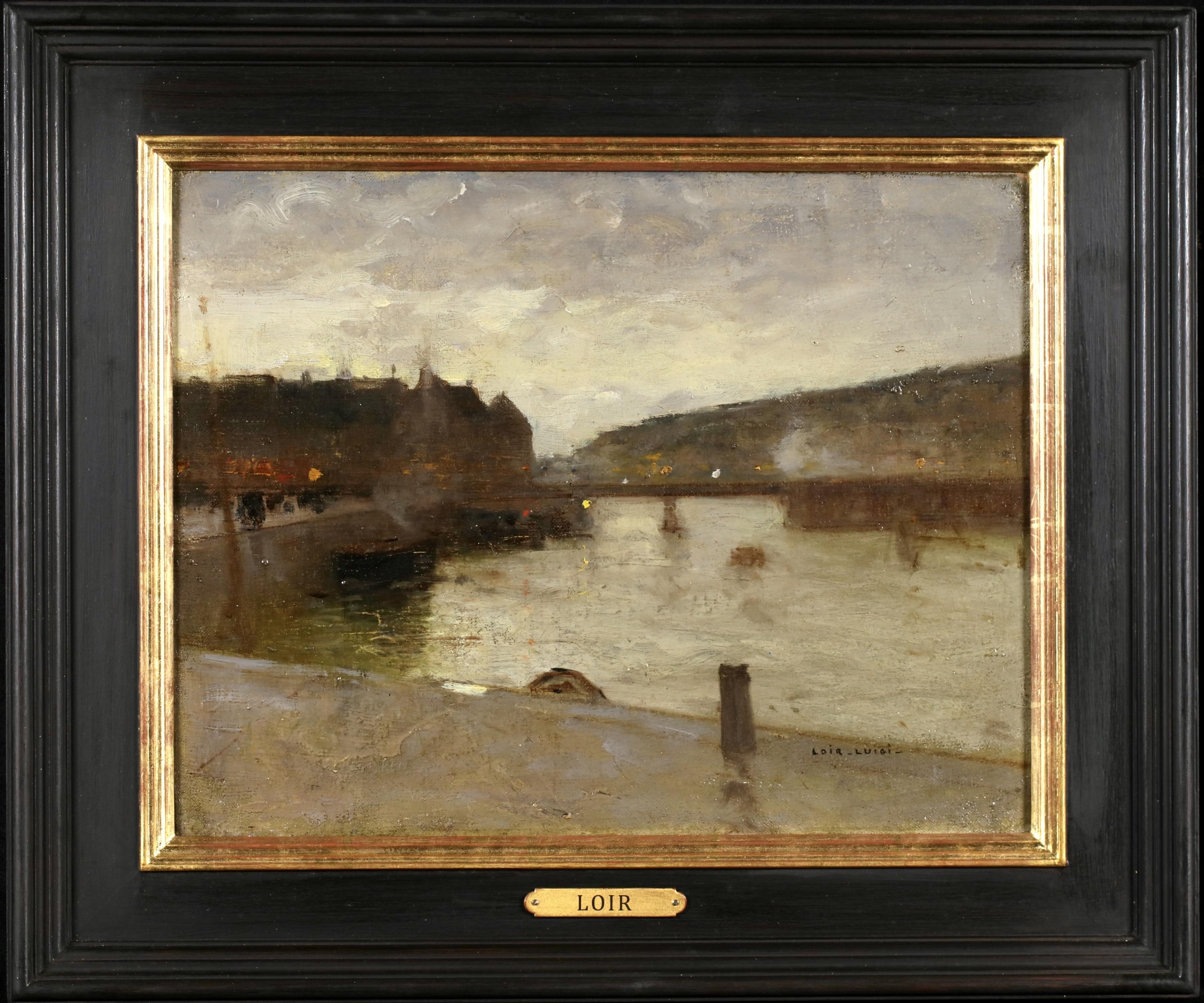 Coin de Port - Signed Impressionist Landscape Oil on Canvas by Luigi Loir