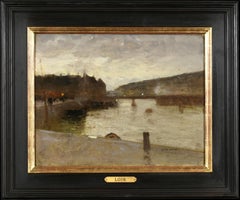 Coin de Port - Signed Impressionist Landscape Oil on Canvas by Luigi Loir