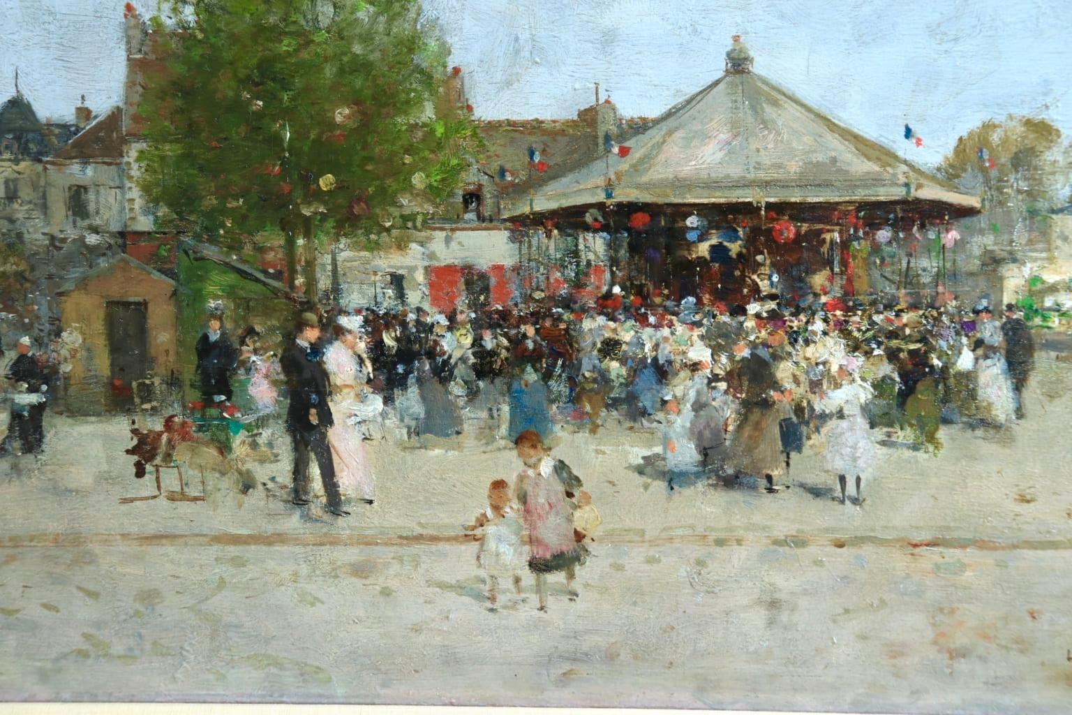 Fete Foraine - Paris - Impressionist Oil, Figures in Landscape by Luigi Loir 2