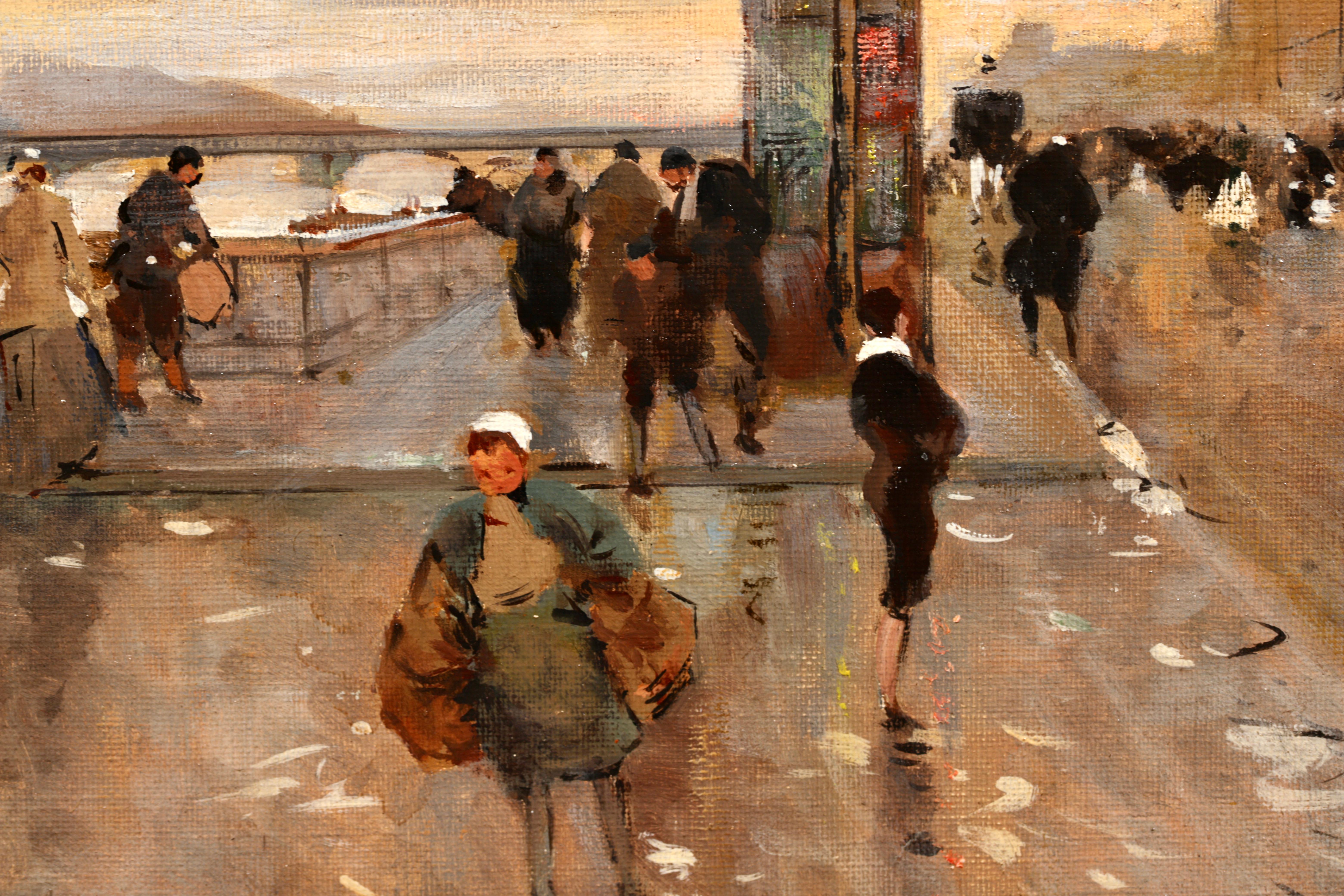 Le Quai d’Orsay - Impressionist City Landscape Oil Painting by Luigi Loir For Sale 2
