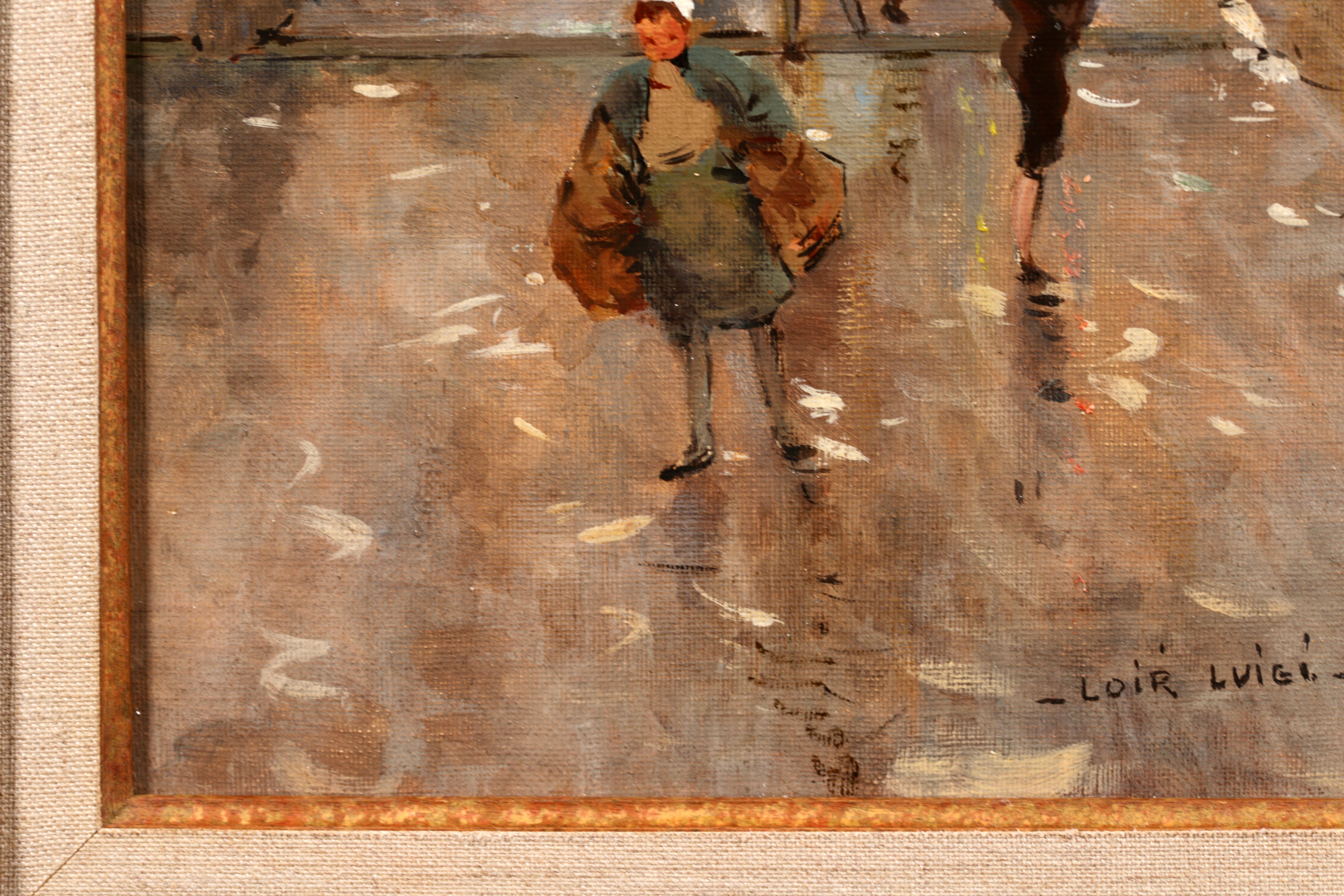 Le Quai d’Orsay - Impressionist City Landscape Oil Painting by Luigi Loir For Sale 3