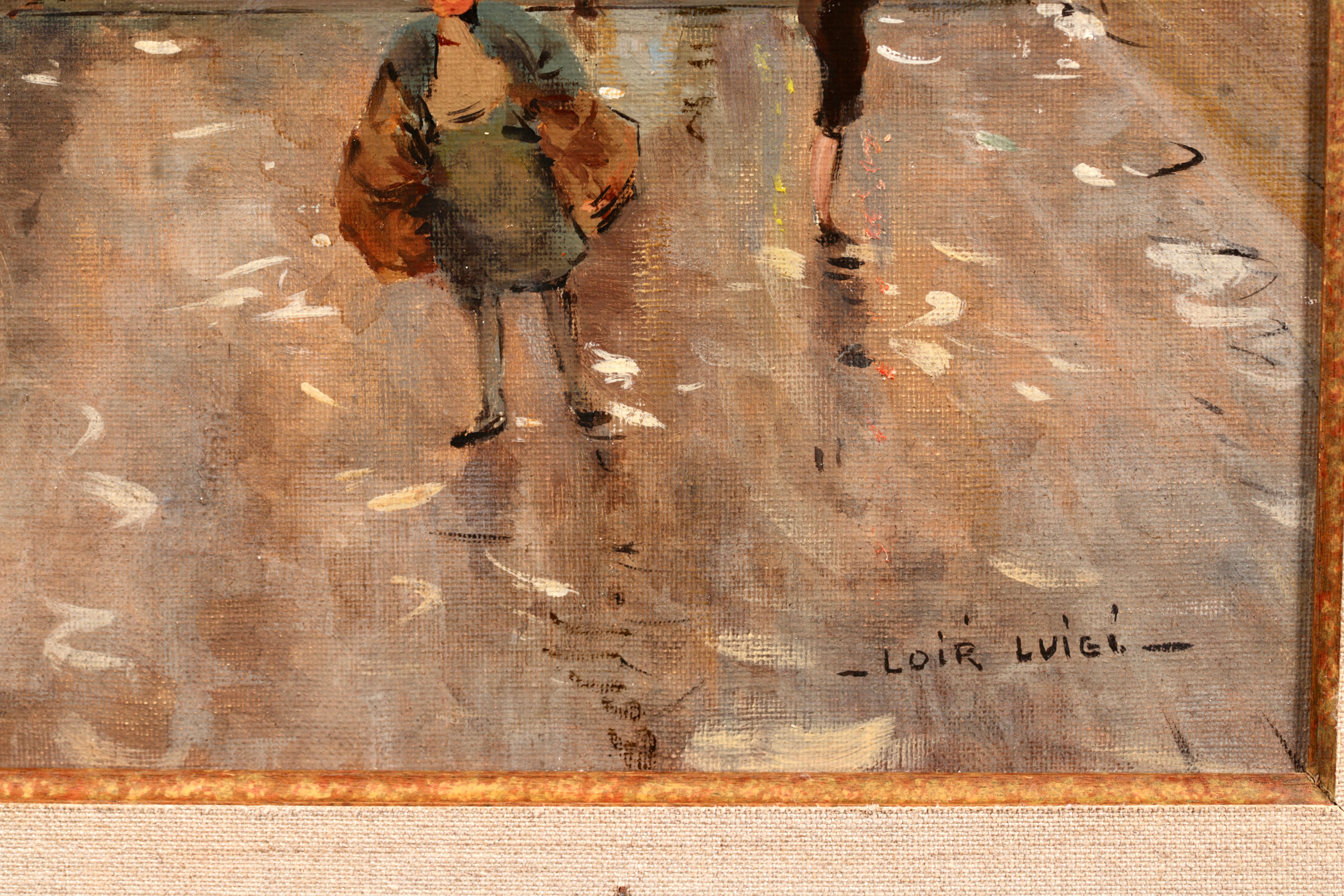 Le Quai d’Orsay - Impressionist City Landscape Oil Painting by Luigi Loir For Sale 4