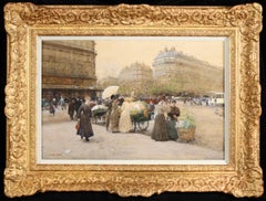 Marchandes de Fleurs - Impressionist Cityscape Watercolor by Luigi Loir