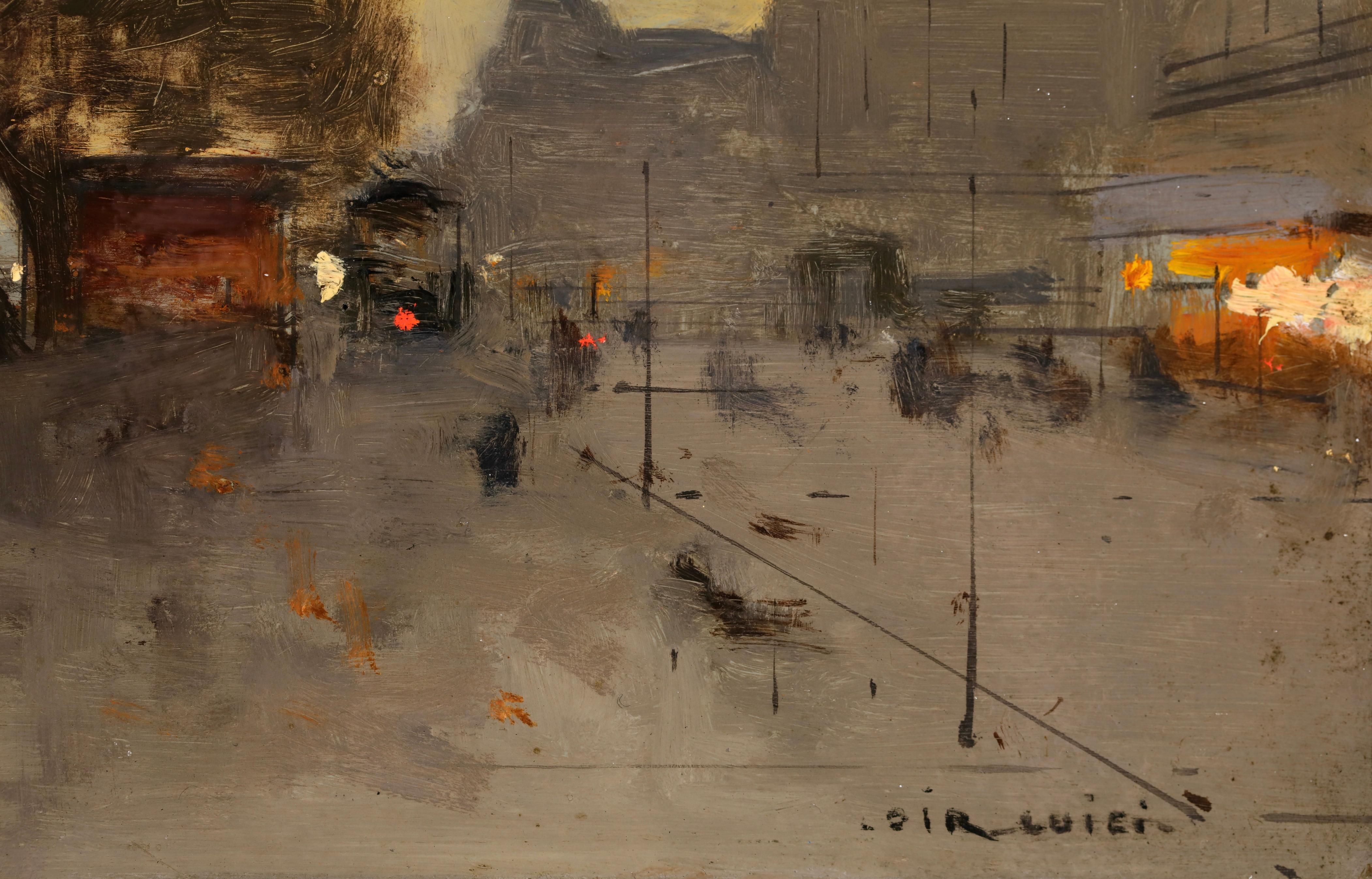 Quai de Louvre - Impressionistische Stadtlandschaft, Ölgemäldepaarung von Luigi Loir im Angebot 7