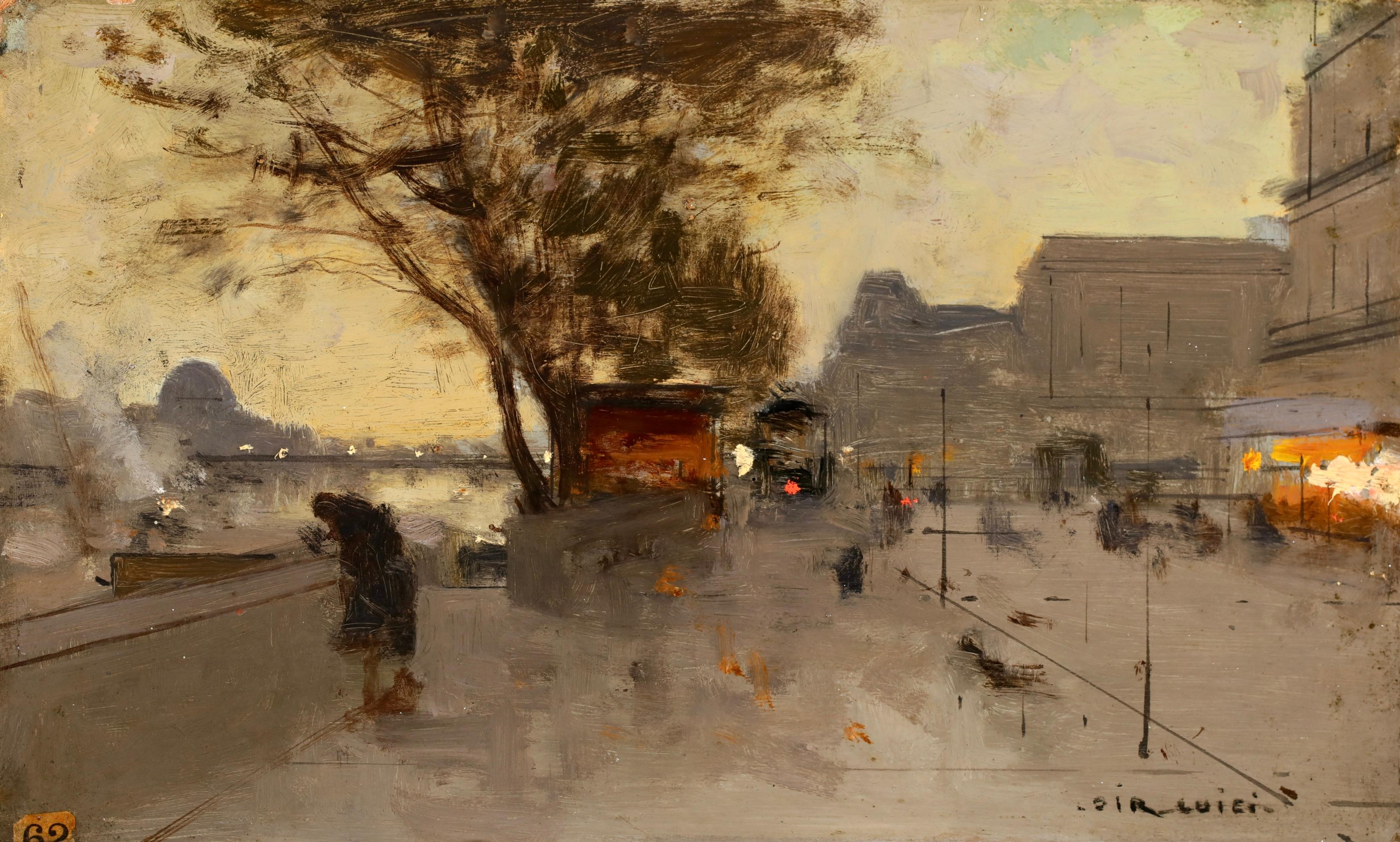 Quai de Louvre - Impressionist Cityscape Oil Paiting by Luigi Loir
