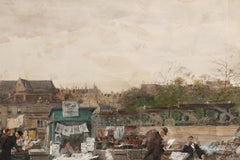 Rue de Grenelle - Paris - Impressionist Figures in City Watercolor by Luigi Loir