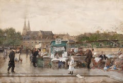 Rue de Grenelle - Paris - Impressionist Figures in City Watercolor by Luigi Loir