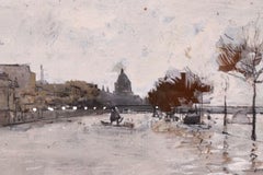 The Great Flood of Paris - Impressionist Landscape Gouache Painting - Luigi Loir