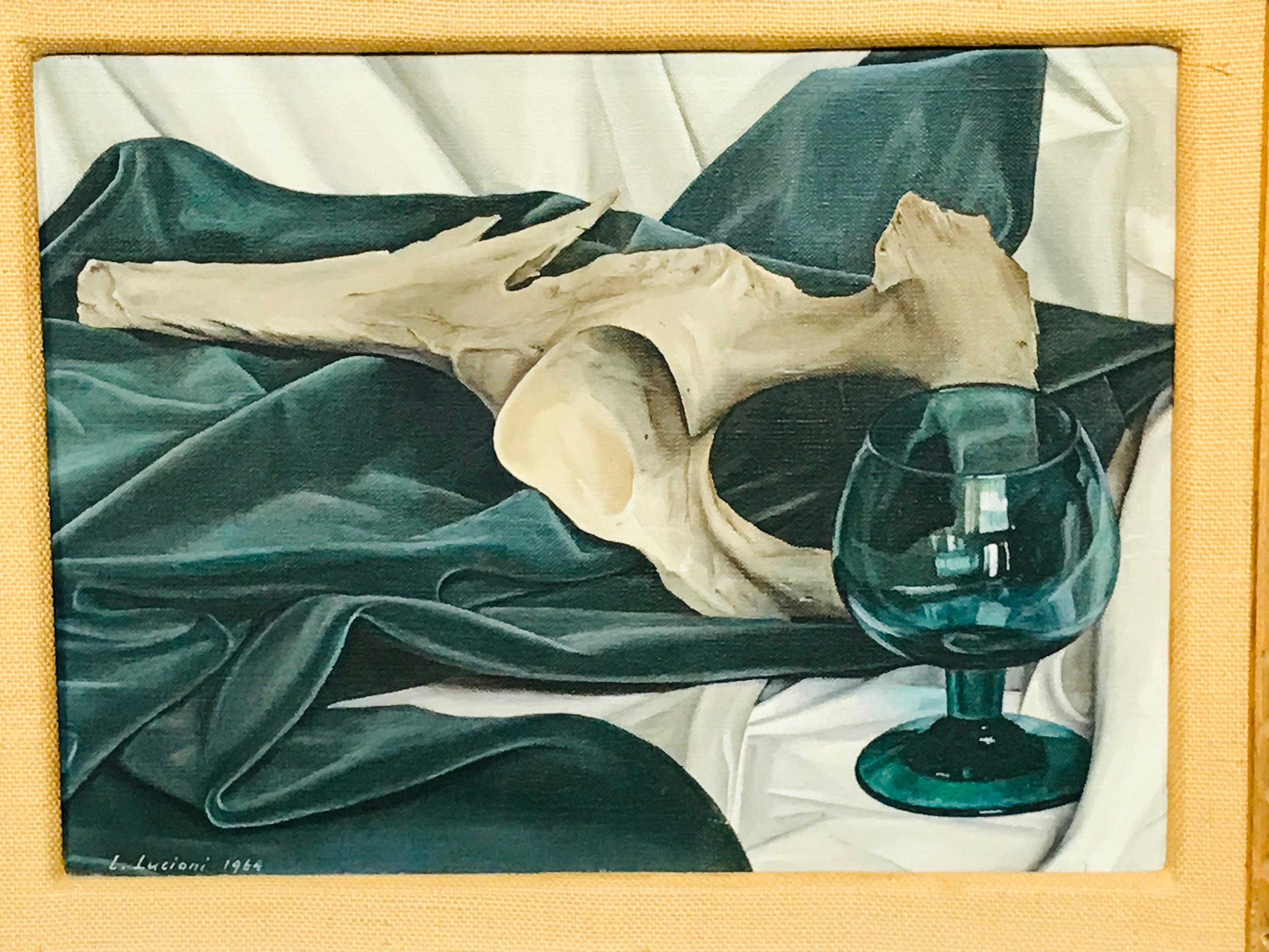 Mid-Century Modern Luigi Lucioni Oil on Canvas Still Life