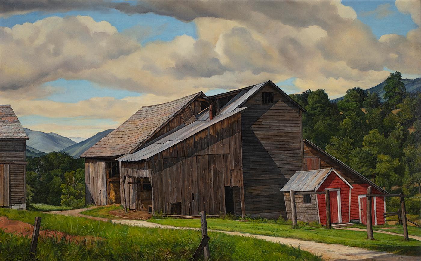 Luigi Lucioni Landscape Painting - The Weathered Barn