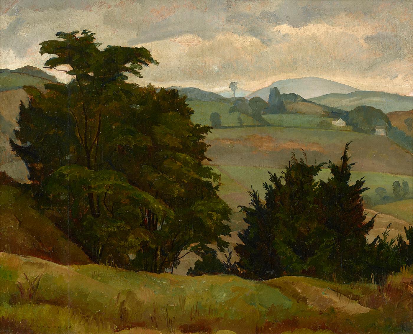 Landscape Painting Luigi Lucioni - Hills du Vermont, 1930