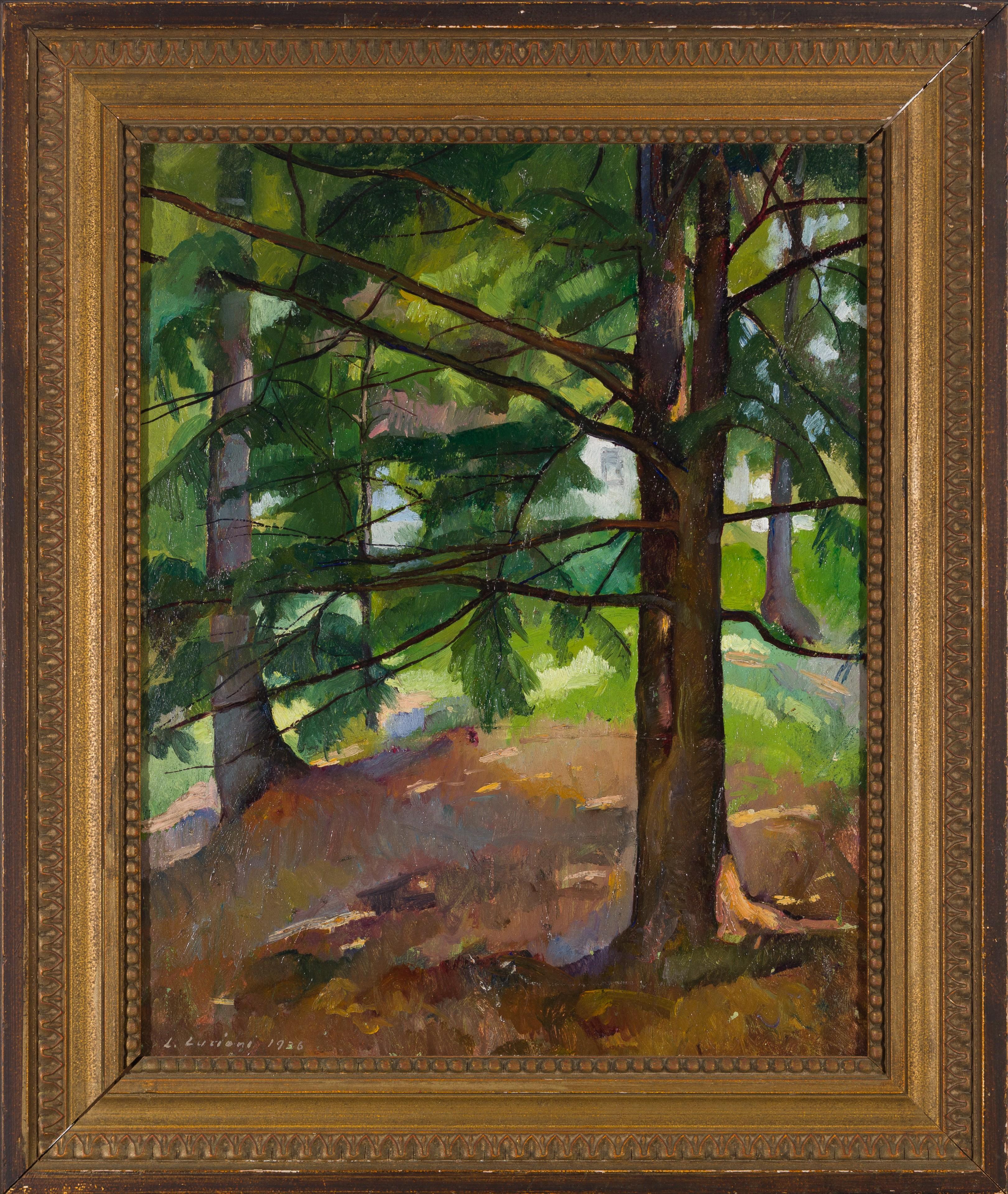 Luigi Lucioni
Vermont Landscape with Birch Trees, 1936
Signed and dated lower left and inscribed indistinctly verso
Oil on board
20 x 15 7/8 inches

Provenance:
James D. Julia, August 20, 2003, Lot 1396
Private Collection, Rye Beach, New