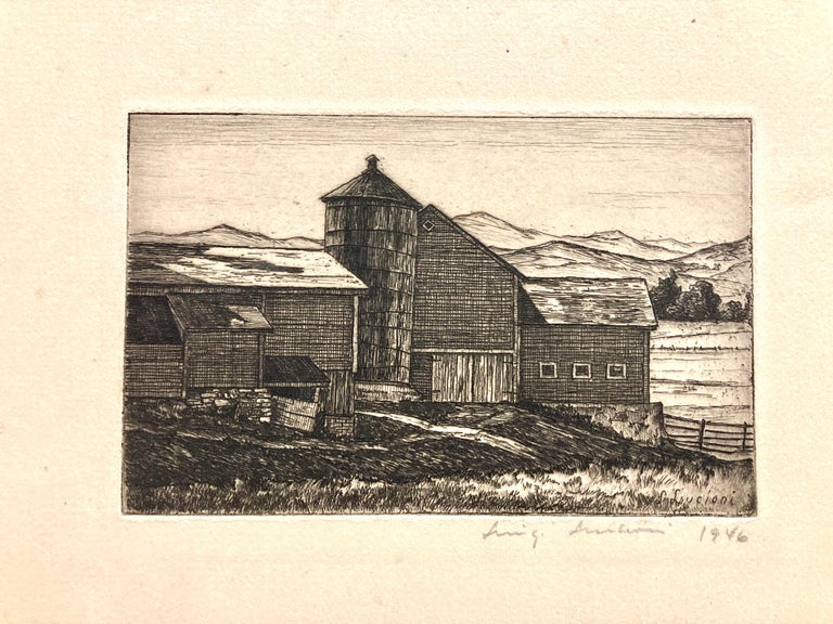 (New England Barn) - American Modern Print by Luigi Lucioni