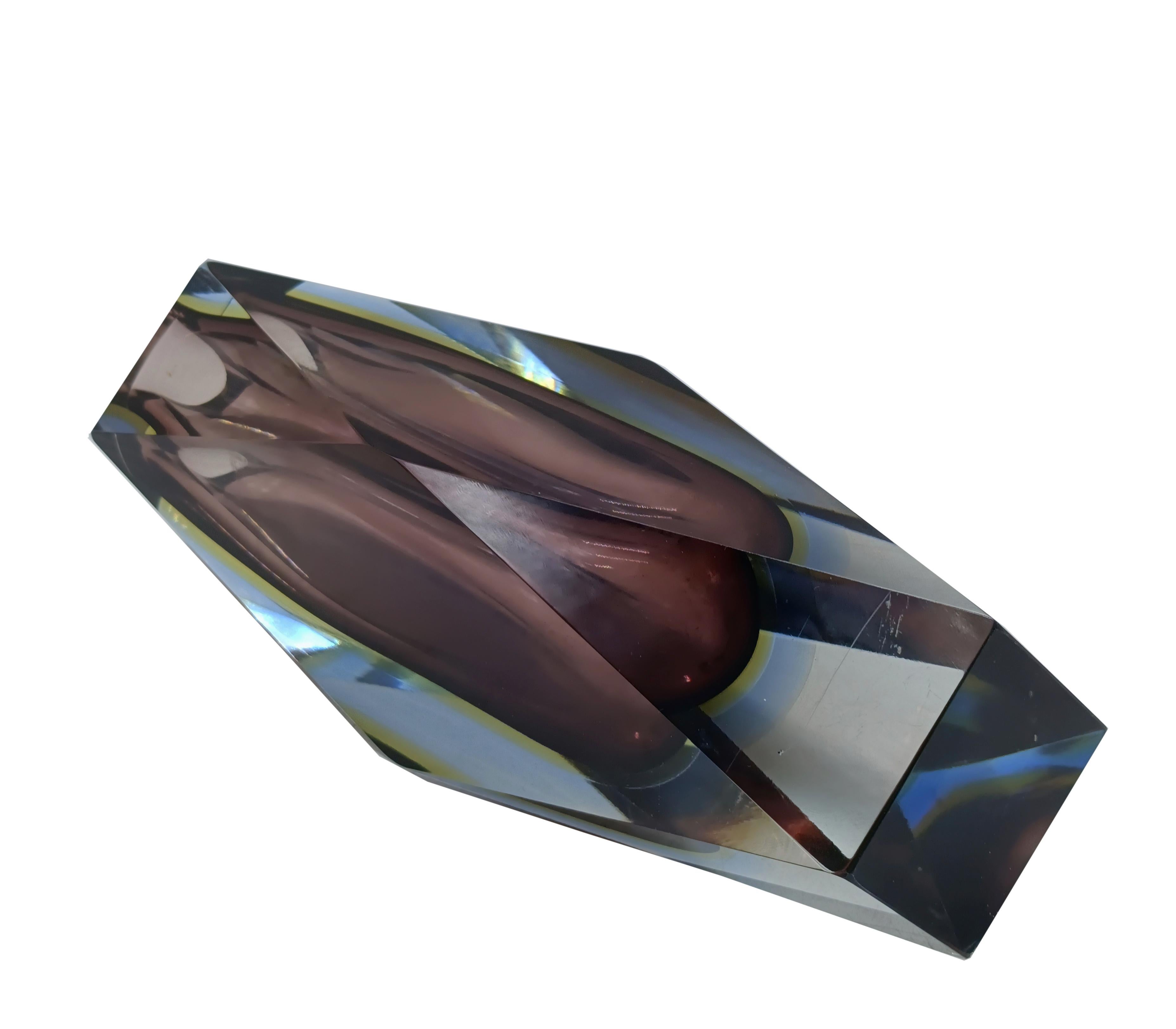 Mid-20th Century Luigi Mandruzzato Faceted Murano Glass Vase, Italy 1950s For Sale