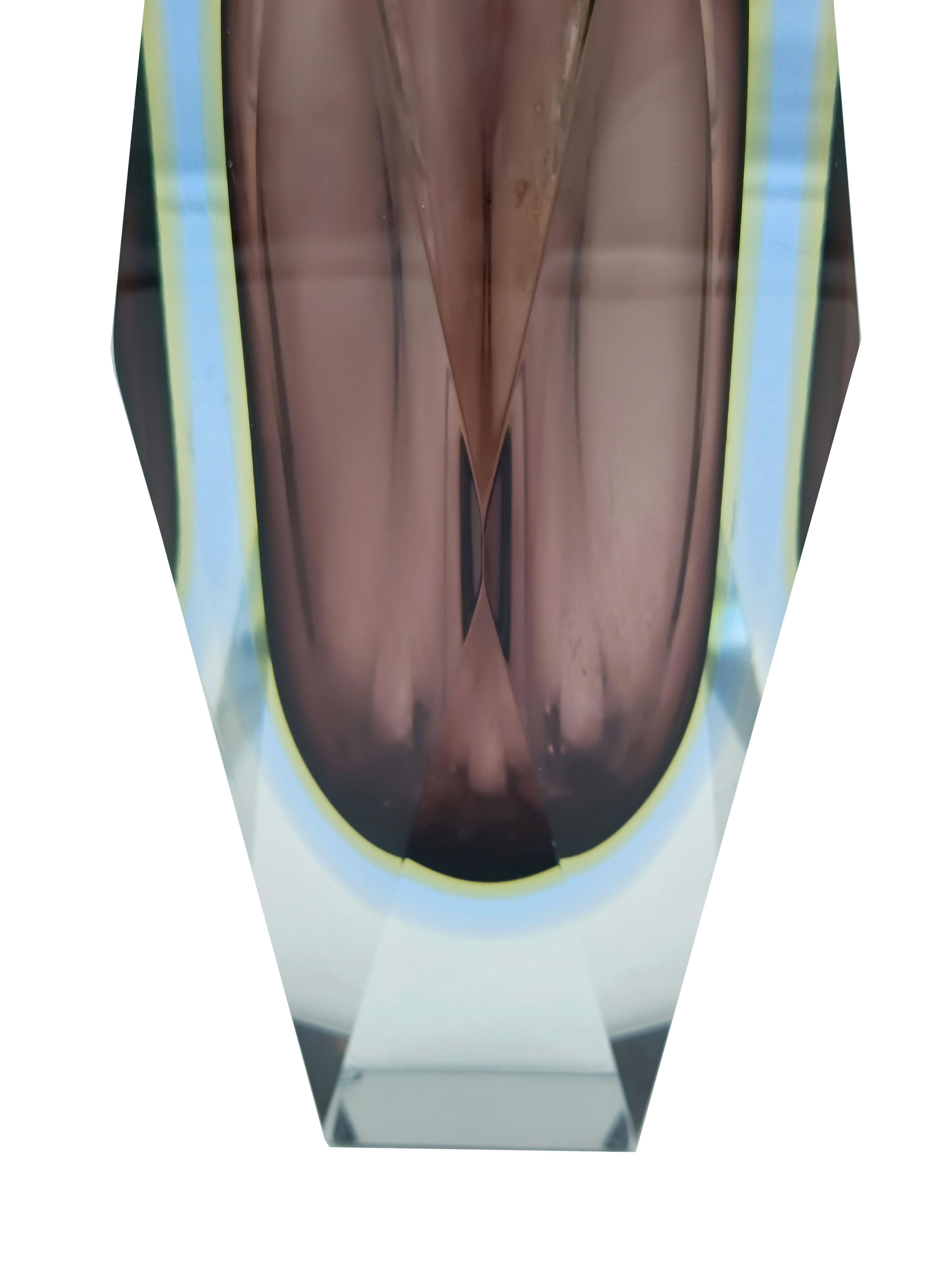 Luigi Mandruzzato Faceted Murano Glass Vase, Italy 1950s For Sale 1
