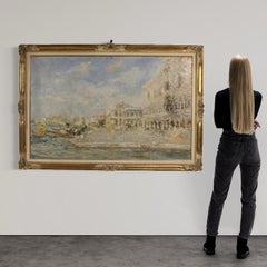 20th-Century Oil on Canvas Italian Painting by Luigi Mantovani: View of Venice