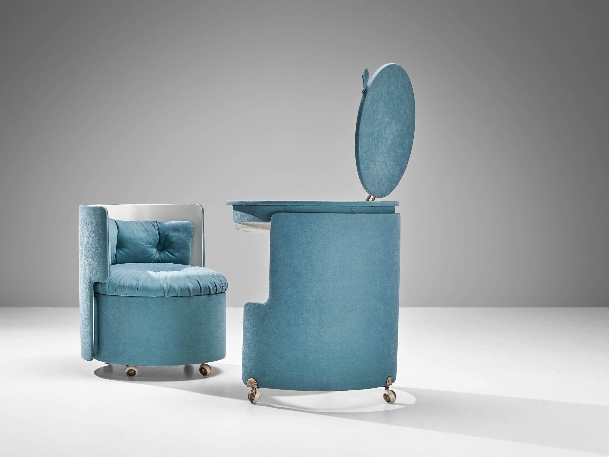 Luigi Massoni ‘Dilly Dally’ Vanity Set in Blue Alcantara For Sale at ...