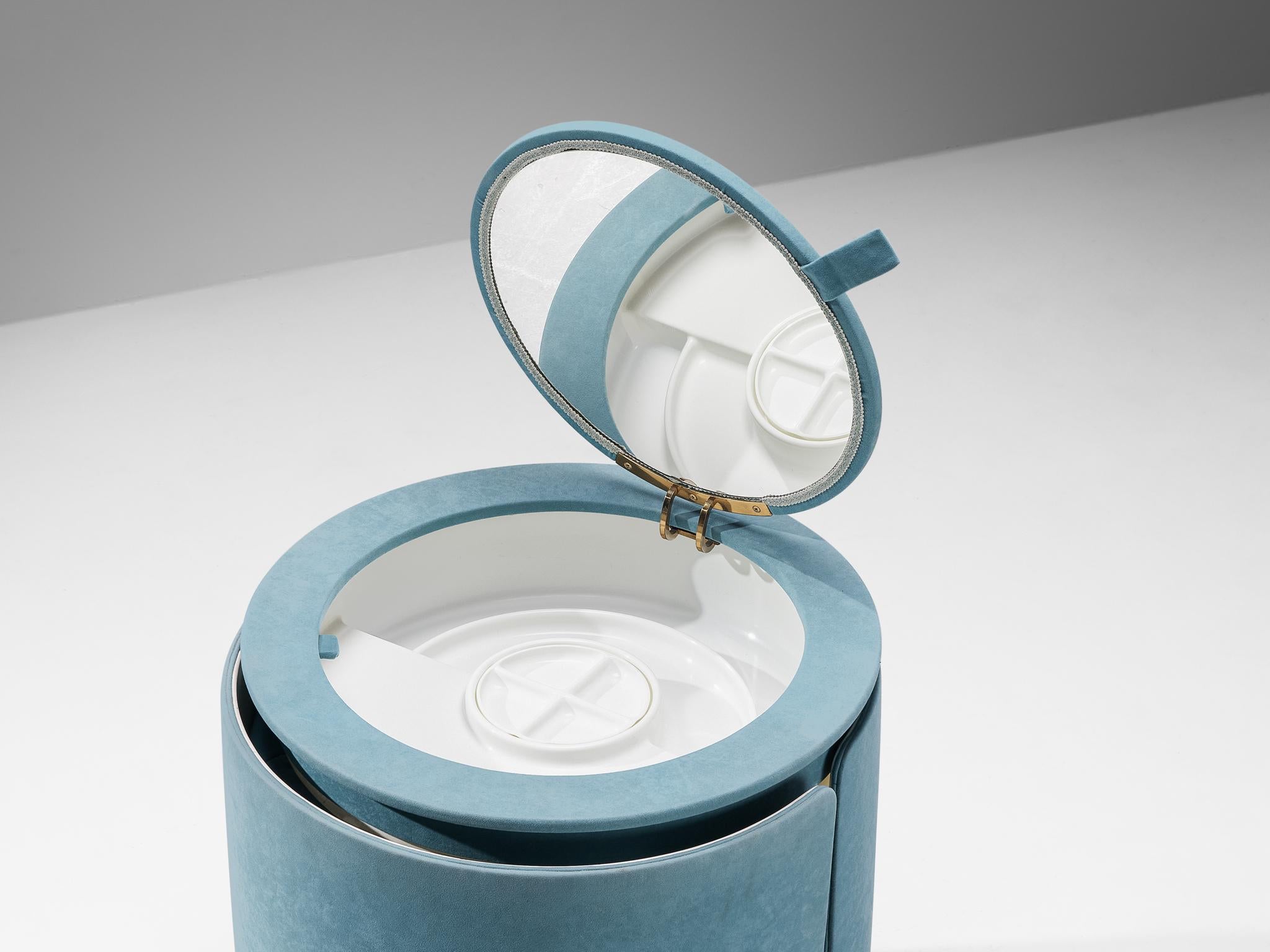 Italian Luigi Massoni ‘Dilly Dally’ Vanity Set in Blue Alcantara