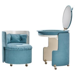Luigi Massoni ‘Dilly Dally’ Vanity Set in Blue Alcantara