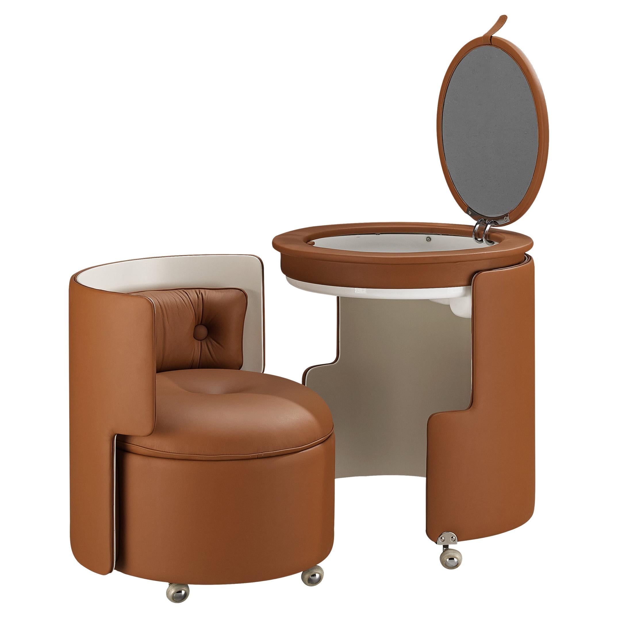 Luigi Massoni ‘Dilly Dally’ Vanity Set in Cognac Leather  For Sale