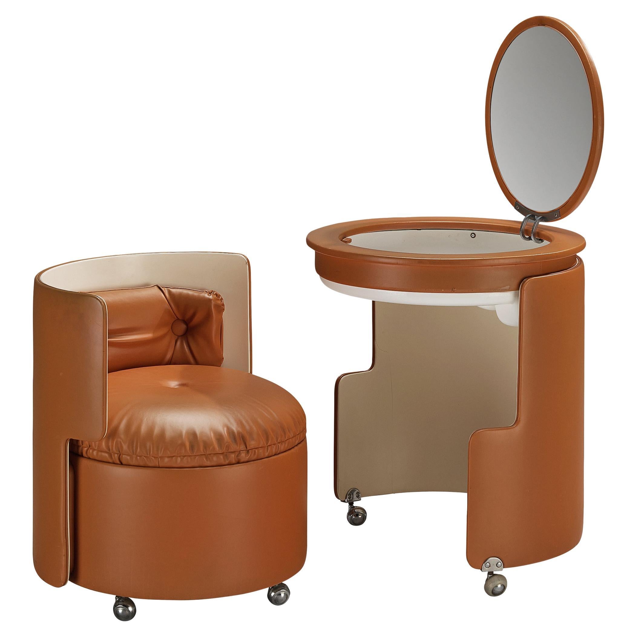 Luigi Massoni 'Dilly Dally' Set Vanity in similpelle cognac