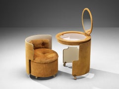 Luigi Massoni Set de tocador "Dilly Dally" con mesa y silla en Alcántara beige