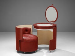 Luigi Massoni ‘Dilly Dally’ Vanity Set with Table and Chair in Red Leatherette