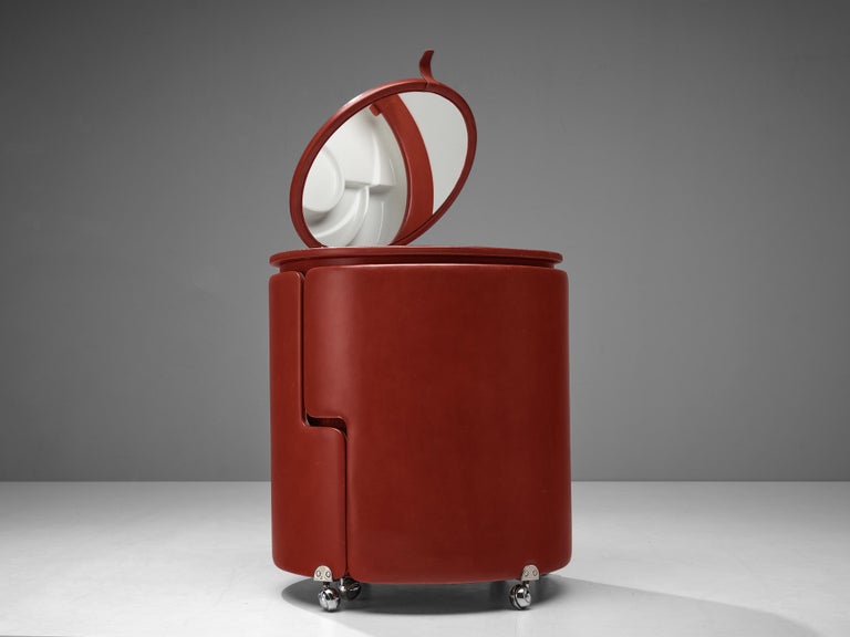 Italian Luigi Massoni ‘Dilly Dally’ Vanity Set with Table and Chair in Red Leatherette