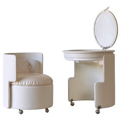 Luigi Massoni Dilly Dally Vanity Table and Chair, Poltrona Frau, Italy, 1960s
