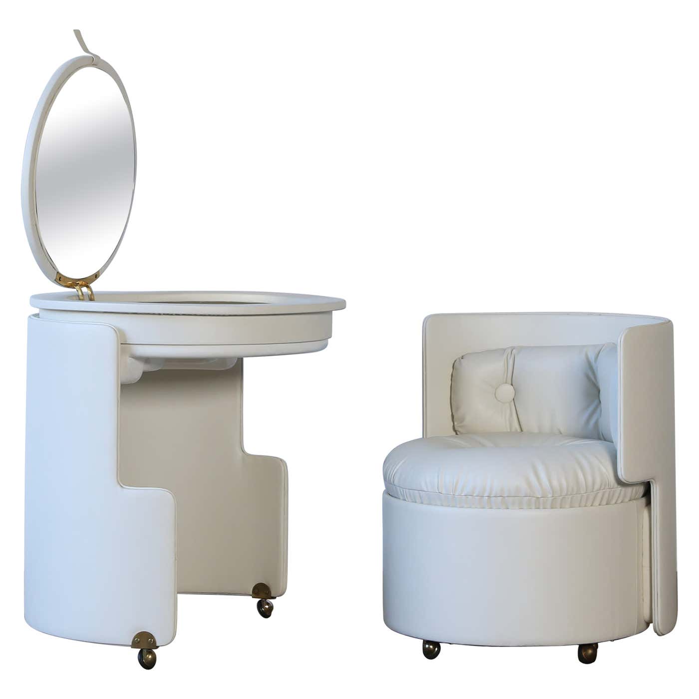 Luigi Massoni Dilly Dally Vanity Table and Chair, Poltrona Frau, Italy, 1960s
