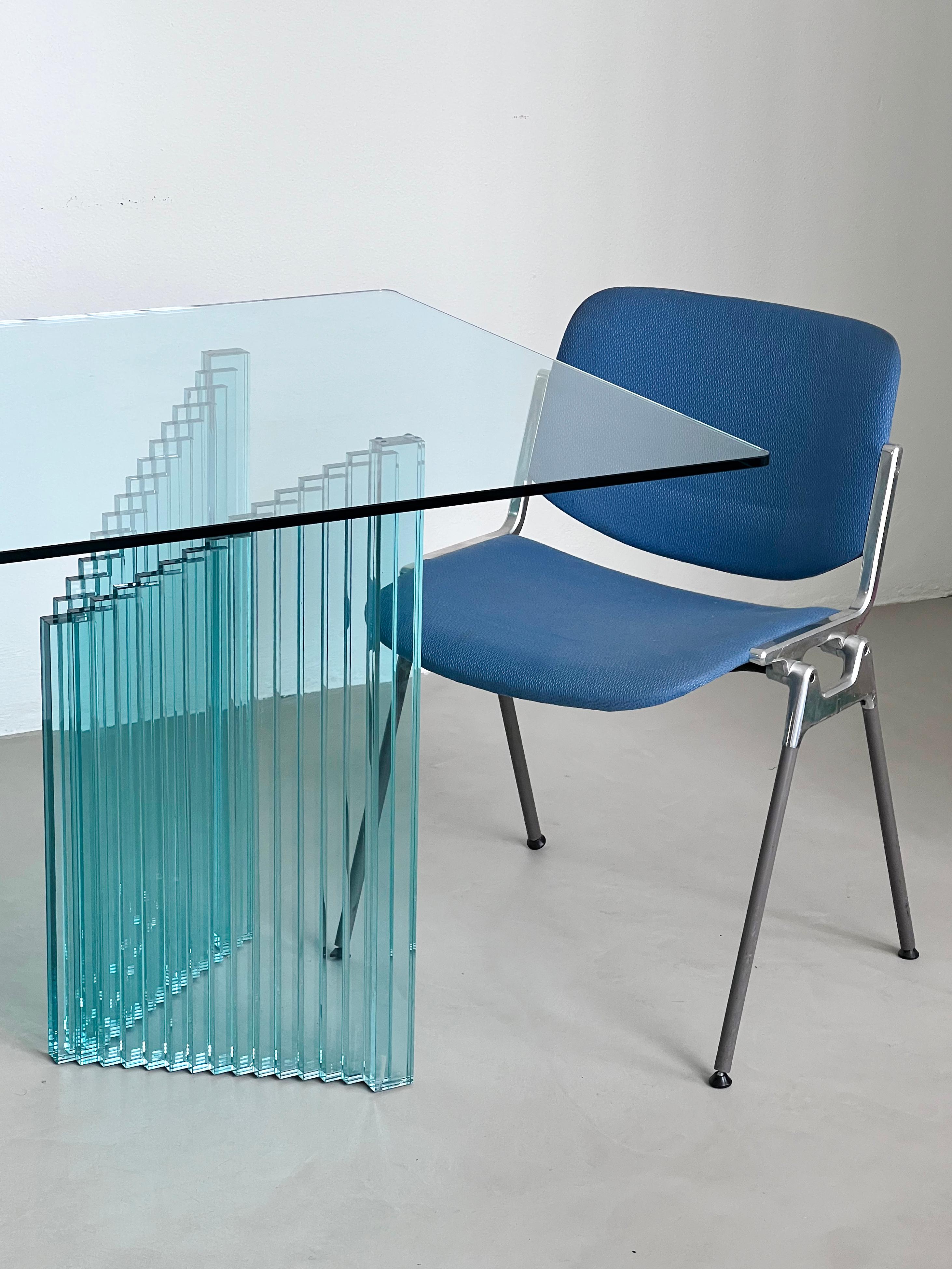 Rectangular Italian Glass Table, Sculptural, Luigi Massoni for Gallotti e Radice For Sale 4